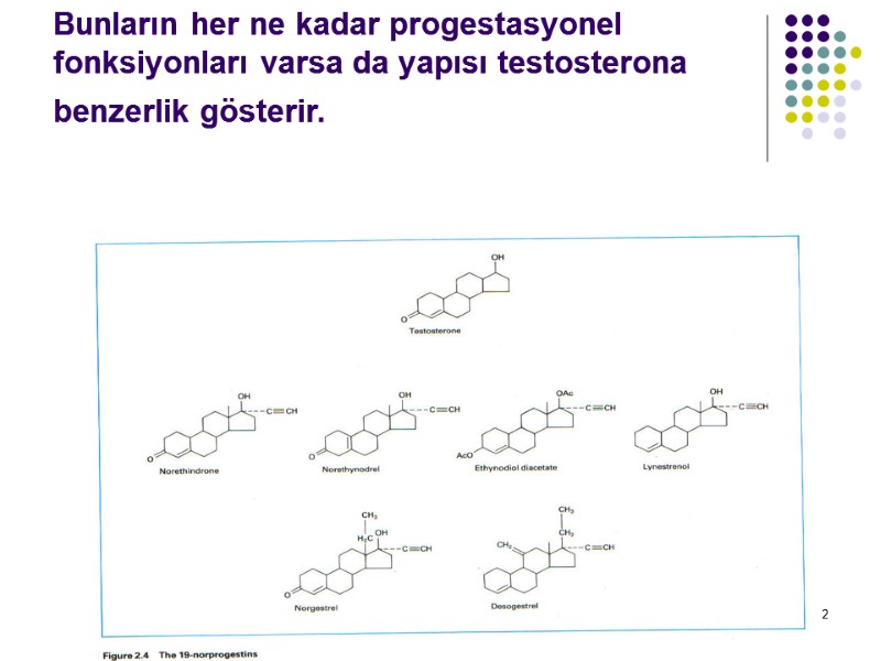 AÖ 12 19 NOR PROGESTİNLER Bunların her ne kadar progestasyonel fonksiyonları varsa da yapısı